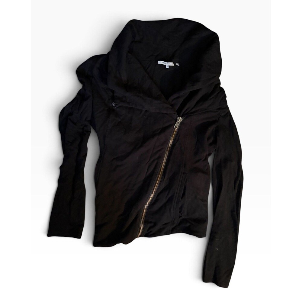 Helmut Lang Asymmetrical Zip Up Jacket Womens Size Medium Black